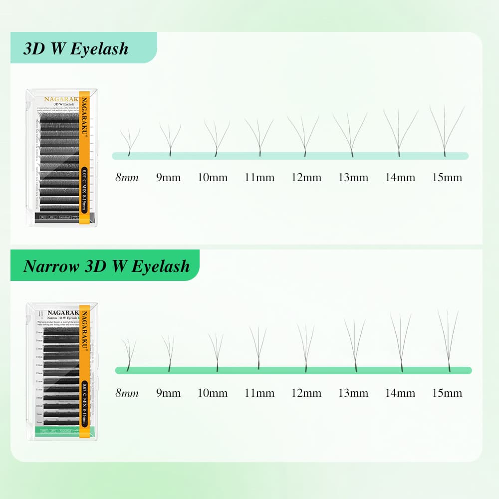 Nagaraku 3D W Narrow Eyelash Extensions 0.10 D 15mm