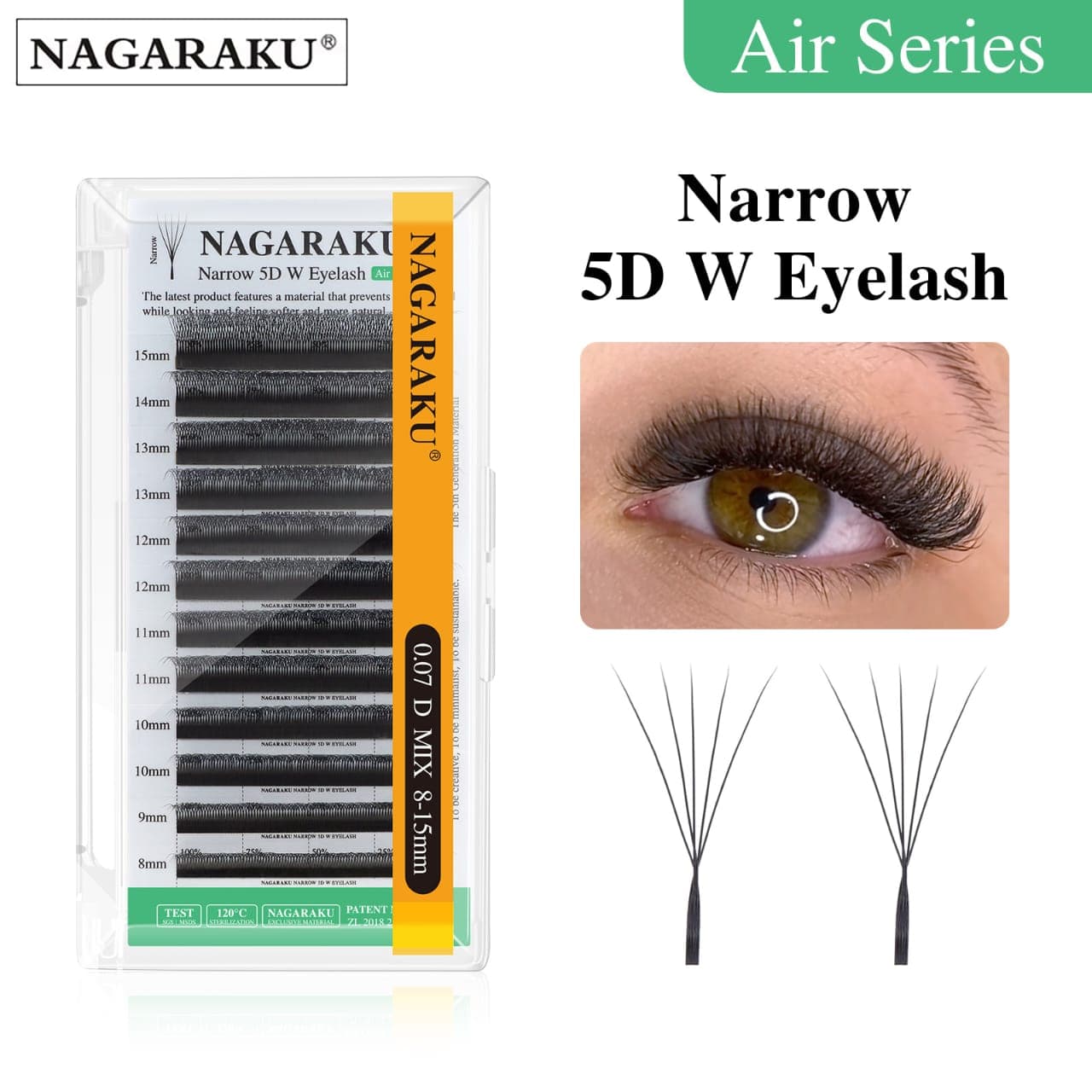 Nagaraku 5D W Narrow Eyelash Extensions 0.07 C 8-15mm Mix